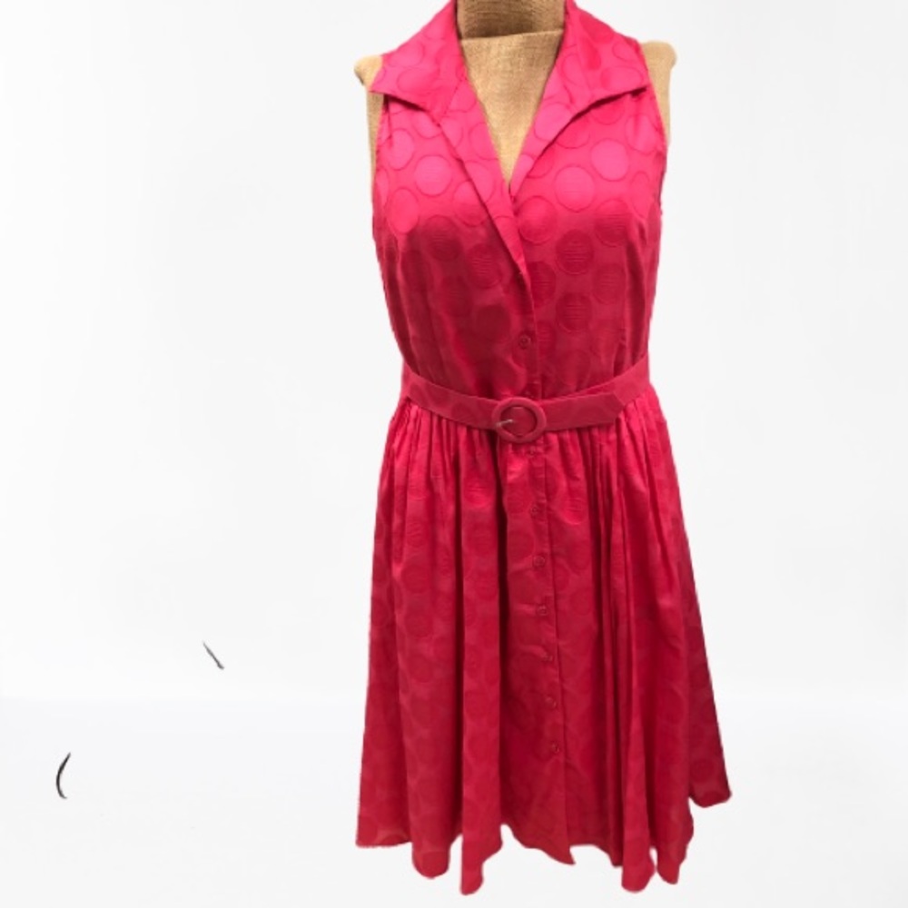 Jones New York Pink Sleeveless Belted Fit-and-Flare Dress